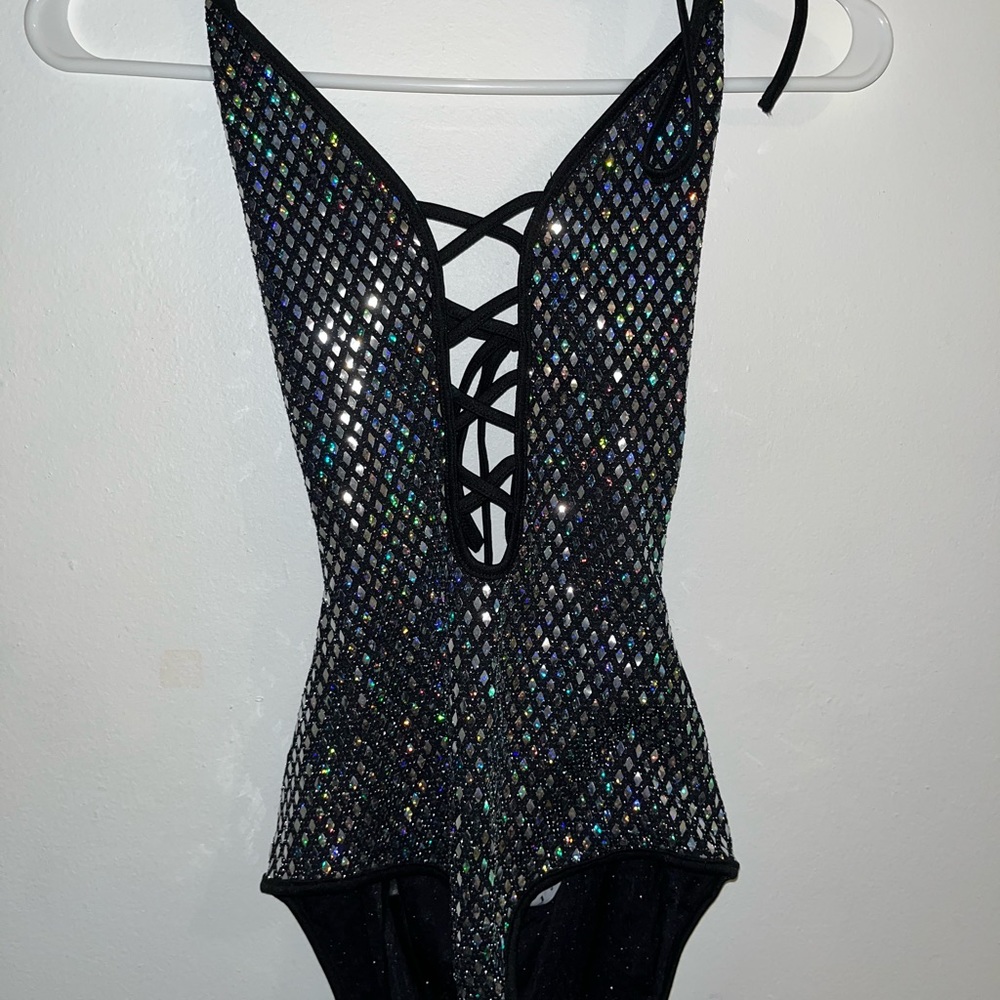 Sparkly backless bodysuit